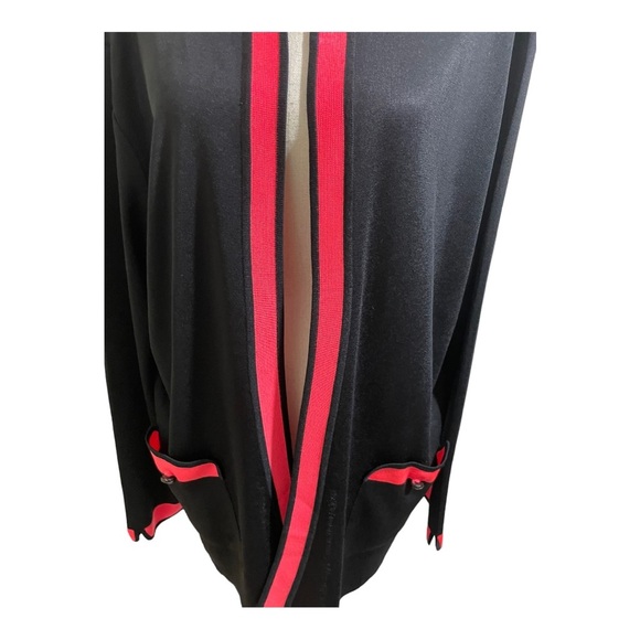 Ming Wang open front Cardigan black and pink details.size Large. - Picture 3 of 11
